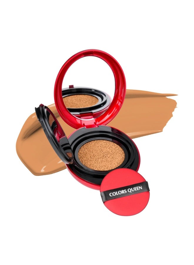 Colors Queen Red Cushion Foundation | Ultra-Light Weight Formula | Satin Glow Finish with Full Coverage | Nourishing & Hydrating | 72 Hours Long Lasting Cushion Foundation for Women | Suitable for All Skin (05 - Walnut Dream, 18g) - Image 2